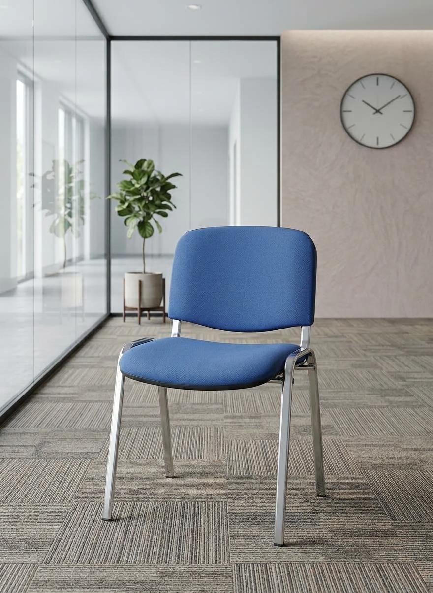SILLA ISO AZUL ESTRUCTURA CROMADA